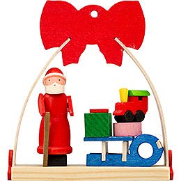 Tree Ornament - Bow Santa Claus with Sleigh - 7 cm / 2.8 inch