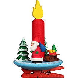 Tree Ornament Candle with Santa and Clip - 6x8,5 cm / 2.4x3.3 inch