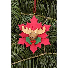 Tree Ornament - Christmas Star with Moose - 6,5x6,5 cm / 2.5x2.5 inch