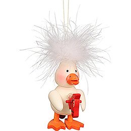 Tree Ornament - Feather Duckling with Hobby - 10 cm / 3.9 inch