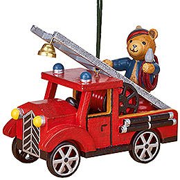 Tree Ornament - Fire Truck with Teddy - 8 cm / 3 inch