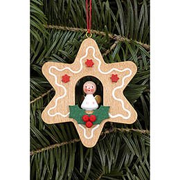 Tree Ornament - Ginger Bread Small with Angel - 6,9x6,9 cm / 2.7x2.7 inch