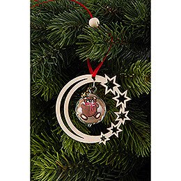 Tree Ornament - Glass Bauble in Starry Moon - Teddy Bear - 3 pcs. - 7 cm / 2.8 inch