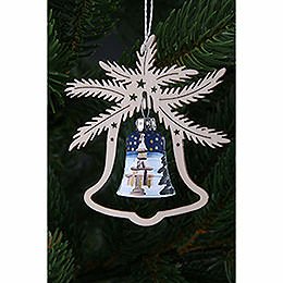 Tree Ornament - Glass Bell - Seiffen Church - 3 pcs. - 9x8 cm / 3.5x3.1 inch