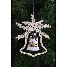 Tree Ornament  -  Glass Bell  -  Snowy Town  -  3 pcs.  -  9x8cm / 3.5x3.1 inch