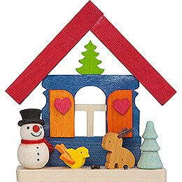 Tree Ornament - House Snowman with Animals - 7,4 cm / 2.9 inch