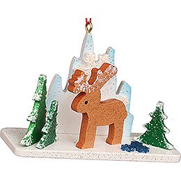 Tree Ornament - Icy Landscape with Reindeer - 4,7 cm / 1.9 inch