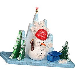 Tree Ornament - Icy Landscape with Snowman - 4,7 cm / 1.9 inch