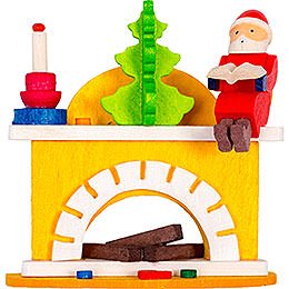 Tree Ornament - Little Fireplace with Santa Claus - 6 cm / 2.4 inch