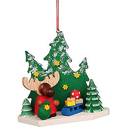 Tree Ornament - Moose Santa in the Forest - 8,6 cm / 3.4 inch
