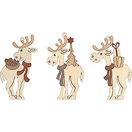 Tree Ornament - Moose - Set of 6 - 7 cm / 2.8 inch