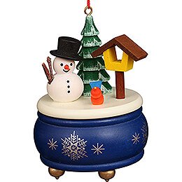 Tree Ornament - Music Box Blue with Snowman - 7,7 cm / 3 inch