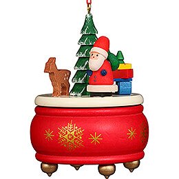 Tree Ornament  -  Music Box Red with Santa  -  7,7cm / 3 inch