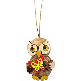 Tree Ornament - Owl Child with Butterfly - 4 cm / 1.6 inch
