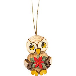 Tree Ornament  -  Owl Child with Christmas Flower  -  4cm / 1.6 inch