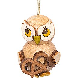 Tree Ornament - Owl Child with Pretzel - 4 cm / 1.6 inch