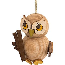 Tree Ornament - Owl Child with Ski - 4 cm / 1.6 inch