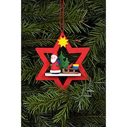 Tree Ornament - Santa Claus in Red Star - 6,8 / 7,8 cm - 3x3 inch