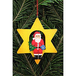 Tree Ornament - Santa Claus in Star - 9,5x9,5 cm / 3.7x3.7 inch