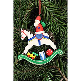 Tree Ornament - Santa Claus on Rocking Horse - 6,8x7,1 cm / 2.7x2.8 inch