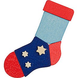 Tree Ornament - Santa Stocking blue-red with Stars - 7,9 cm / 3.1 inch
