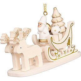 Tree Ornament  -  Sled White with Santa  -  5,5cm / 2.2 inch