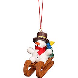 Tree Ornament - Snowman On Sled - 5,7 cm / 2.2 inch