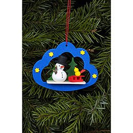 Tree Ornament - Snowman in Angel Cloud - 7,5x5,7 cm / 3x2 inch