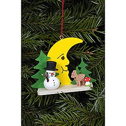 Tree Ornament - Snowman with Bambi and Moon - 5,5 cm / 2.2 inch