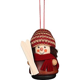 Tree Ornament - Teeter Man - Skier Natural - 8 cm / 3.1 inch