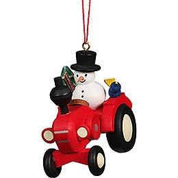 Tree Ornament Tractor with Snowman - 5,7x5,6 cm / 2.3x2.3 inch