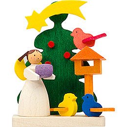 Tree Ornament  -  Tree Angel with Bird Feeding  -  6cm / 2.4 inch