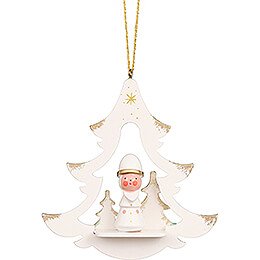 Tree Ornament - Tree White with Santa Claus - 8,7 cm / 3.4 inch