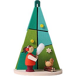 Tree Ornament  -  Tree with Child and Cat  -  7,3cm / 2.9 inch