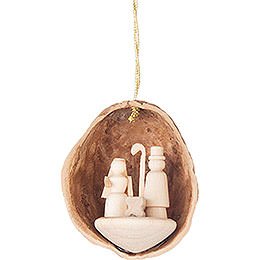 Tree Ornament - Walnut Shell with Nativity - 4,5 cm / 1.8 inch