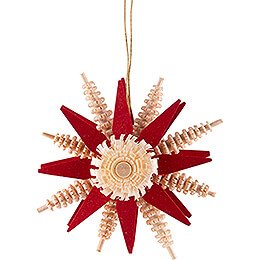 Tree Ornament - Wood Chip Star - Red - 7 cm / 2.8 inch