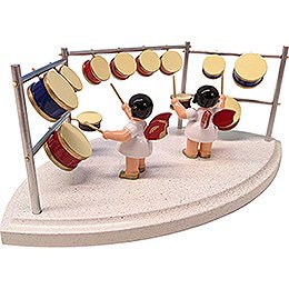 Two Angels with Drums - Red Wings - 8,5 cm / 3.3 inch