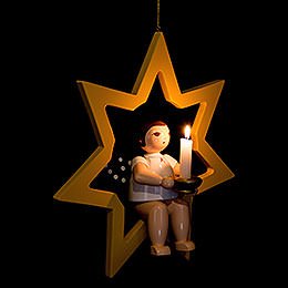 Weihnachtsengel im Stern mit Tlle fr Kerze oder Lumix LED - 38 cm