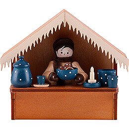 Weihnachtsmarktbude Marktstand Blaue Keramik mit Thiel-Figur - 8 cm