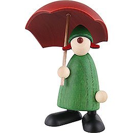 Well - Wisher Louise with Umbrella, Green  -  9cm / 3.5 inch