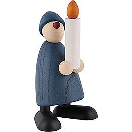 Well - Wisher Olli with Candle, Blue  -  9cm / 3.5 inch