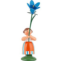 Wiesenblumenmädchen mit blauer Glockenblume - 11 cm