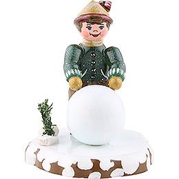 Winter Children Boy with Snowball  -  7cm / 3 inch
