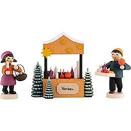 Winter Children Candle Sellers - 3 pcs. - stained - 7 cm / 2.8 inch