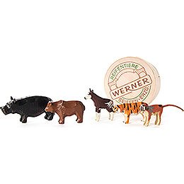 Zoo Animals in Wood Chip Box - 4 cm / 1.6 inch